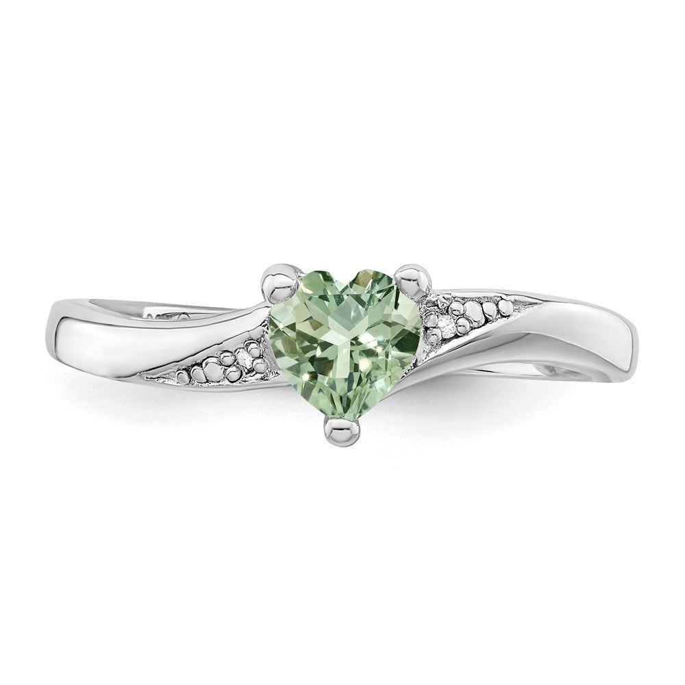 High-Quality Sterling Silver Rhodium-Plated Green Quartz & Diamond Ring - Stylish Value