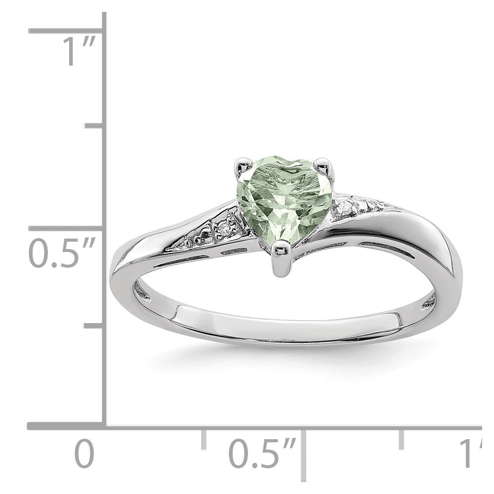 High-Quality Sterling Silver Rhodium-Plated Green Quartz & Diamond Ring - Stylish Value