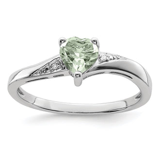 High-Quality Sterling Silver Rhodium-Plated Green Quartz & Diamond Ring - Stylish Value