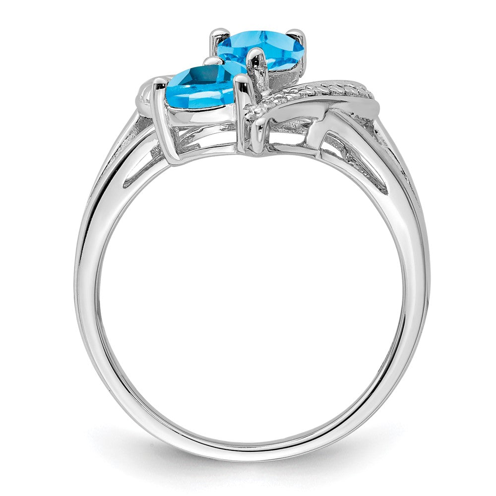 Shop Exclusive Rhodium-Plated Sterling Silver Blue Topaz & Diamond Ring - Affordable Luxury