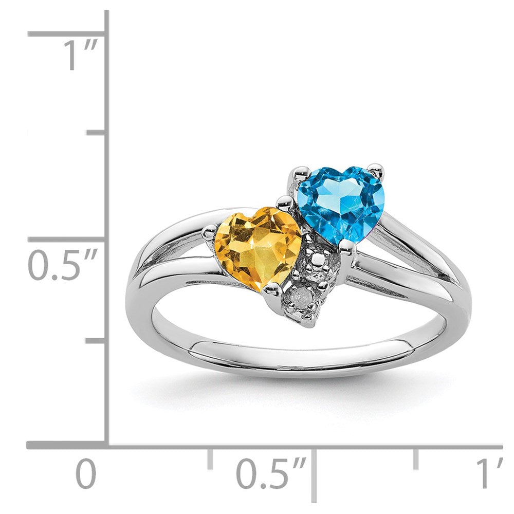 Exclusive 14K Gold Rhodium-Plated Blue Topaz & Citrine Ring - Stylish Value