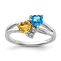 Buy Exclusive Sterling Silver Ring with Blue Topaz, Citrine Diamonds, .85mm-2