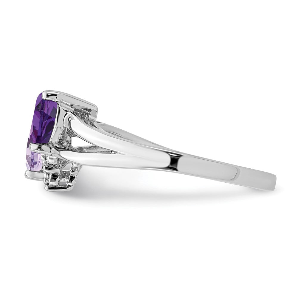 Buy Exclusive Rhodium-Plated Sterling Silver Ring with Amethyst & Diamonds