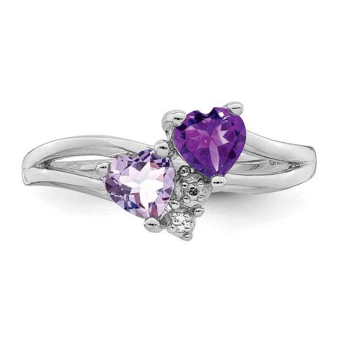 Buy Stylish Rhodium-Plated Sterling Silver Ring with Amethyst & Diamonds-5