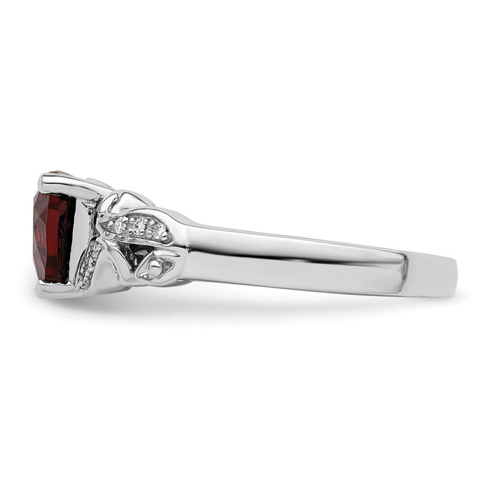 Buy Designer Rhodium-Plated Sterling Silver Ring with Diamond & Garnet Accents - Stylish Value-3