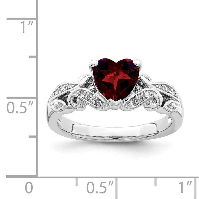 High-Quality Rhodium-Plated Sterling Silver Ring with Diamonds & Garnet Accents-4