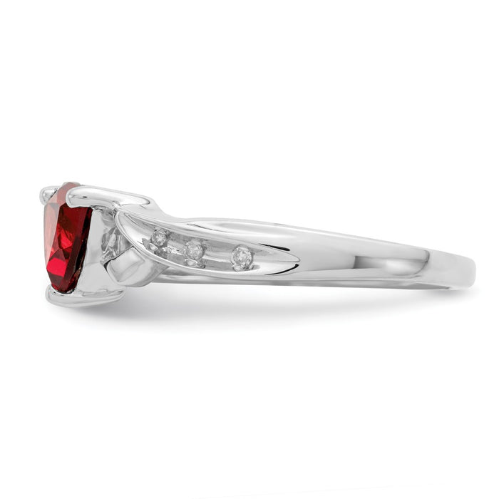 Buy Stylish Rhodium-Plated Sterling Silver Heart Ring with Diamonds & Garnets-4