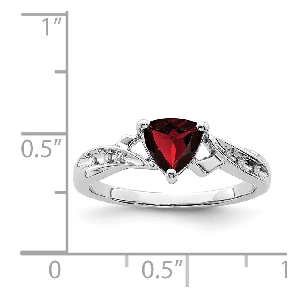Buy Stylish Rhodium-Plated Sterling Silver Heart Ring with Diamonds & Garnets