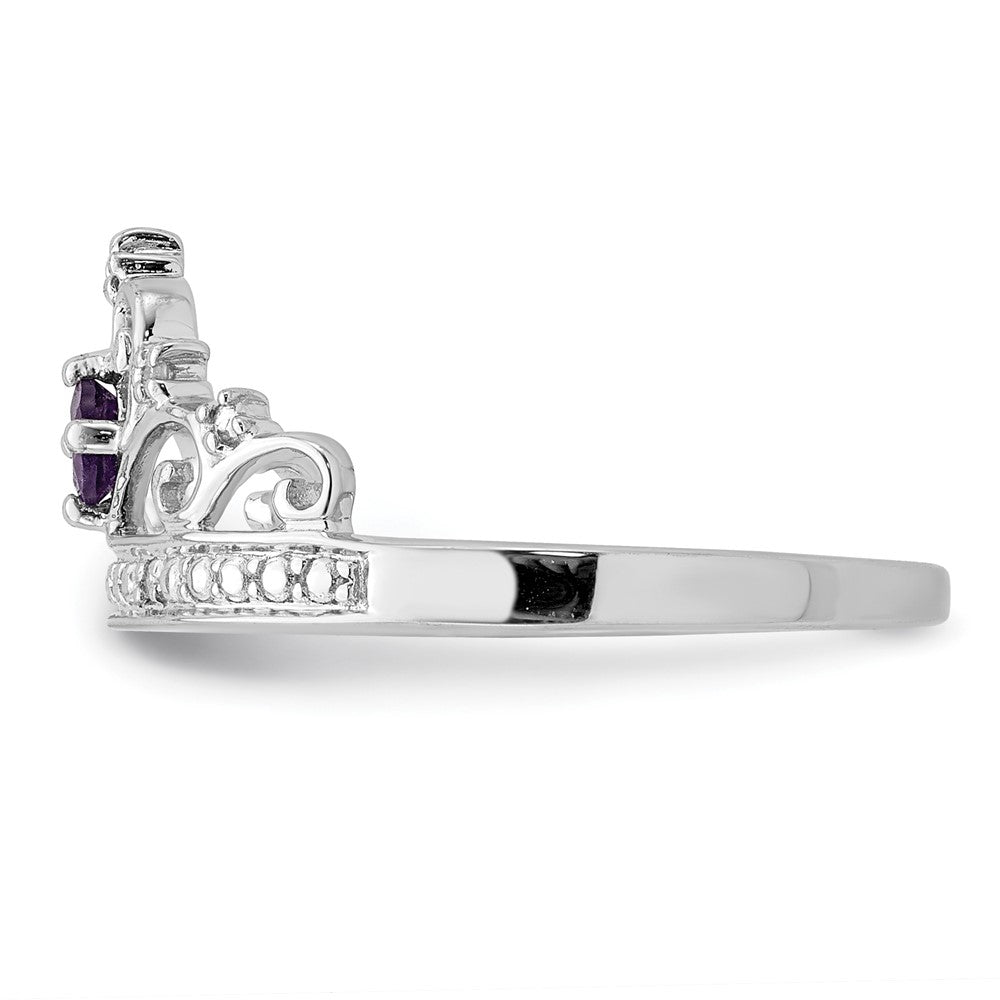 Shop Stylish Rhodium-Plated Sterling Silver Ring with Diamond & Amethyst Accents