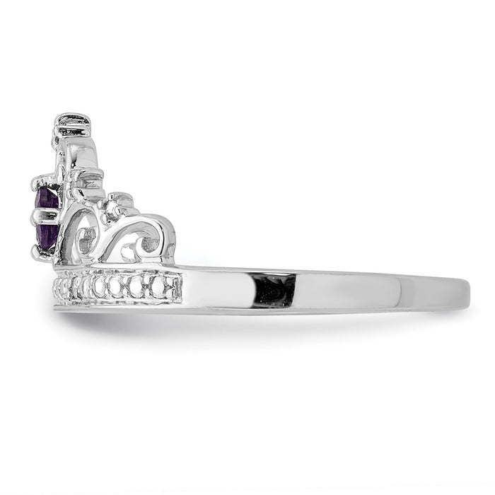 Shop Stylish Rhodium-Plated Sterling Silver Ring with Diamond & Amethyst Accents-4