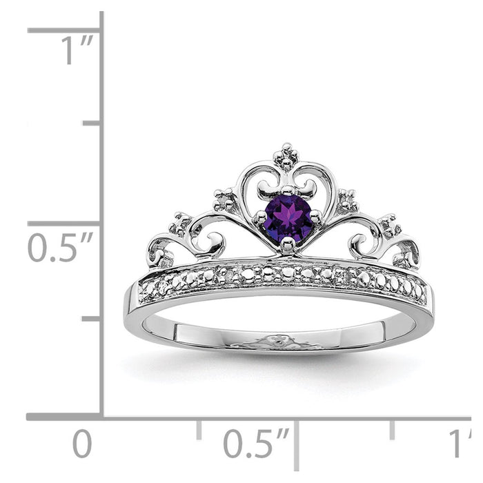 Shop Stylish Rhodium-Plated Sterling Silver Ring with Diamond & Amethyst Accents-3