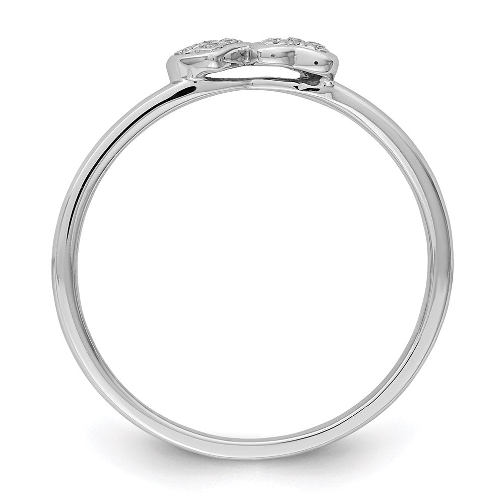 Buy Stylish Rhodium-Plated Silver Double Heart Diamond Stackable Ring