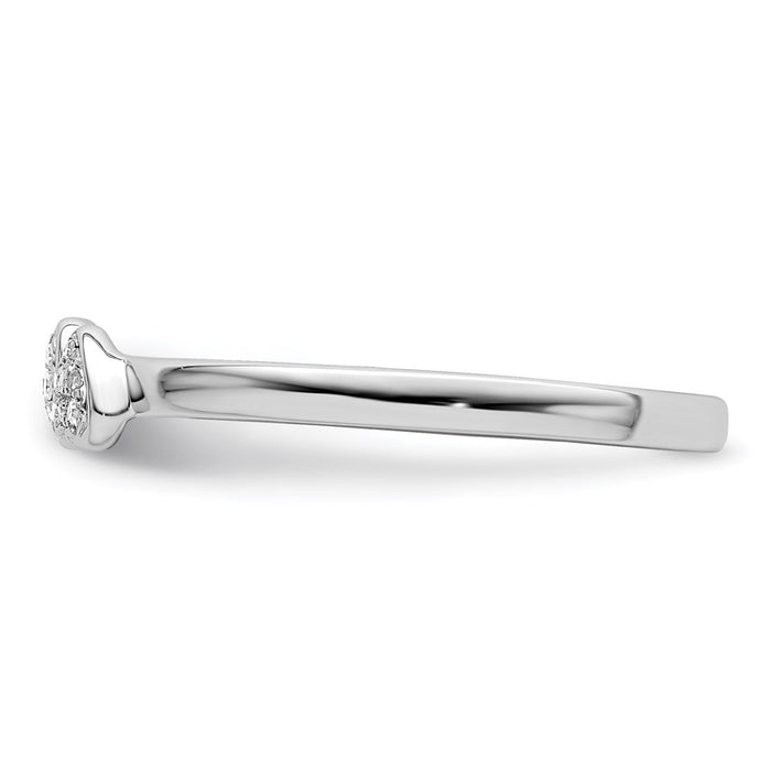 Buy Stylish Rhodium-Plated Silver Double Heart Diamond Stackable Ring-3