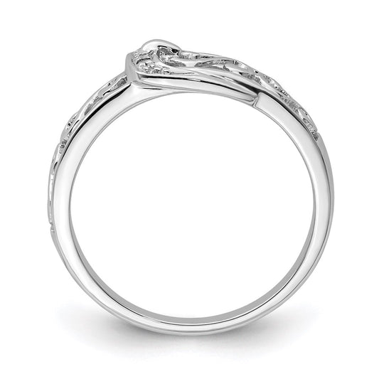 Shop Stylish Rhodium-Plated Sterling Silver Diamond Buckle Ring - Affordable Elegance
