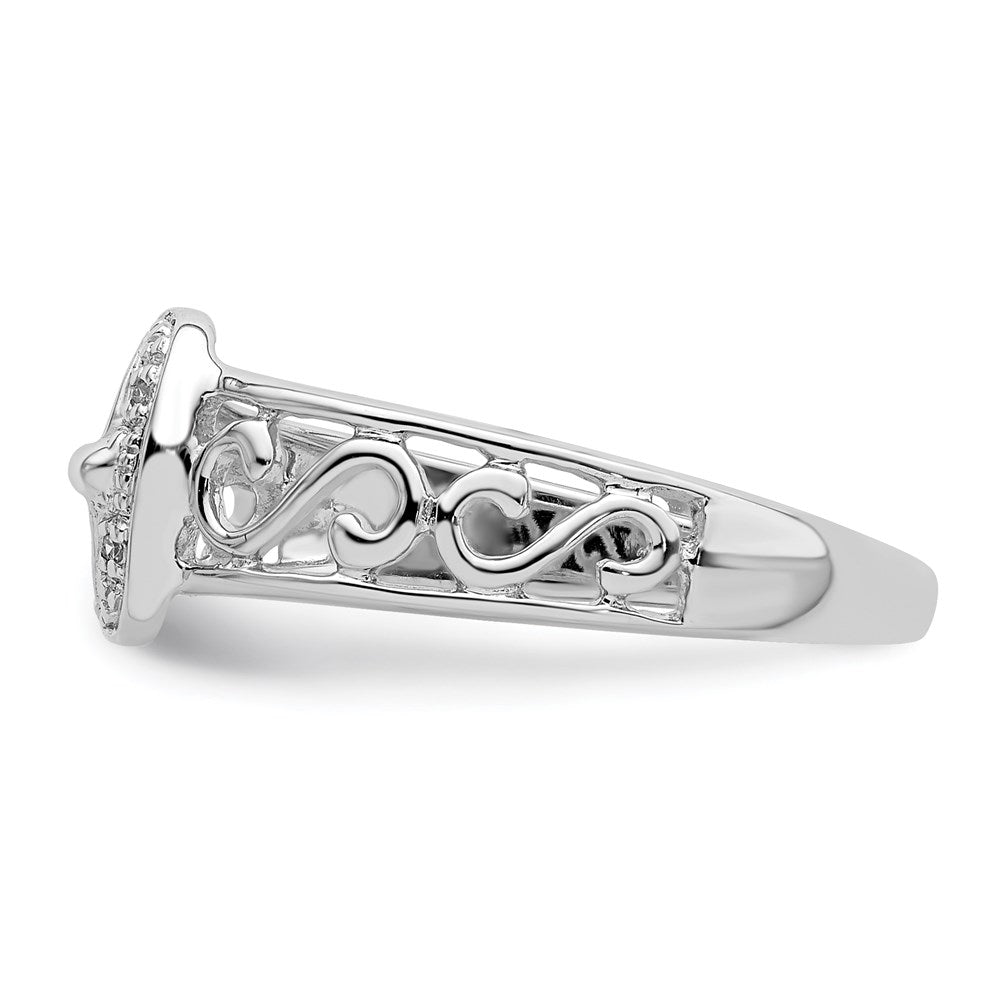 Buy Stylish Rhodium-Plated Sterling Silver Diamond Buckle Ring - Luxury Value