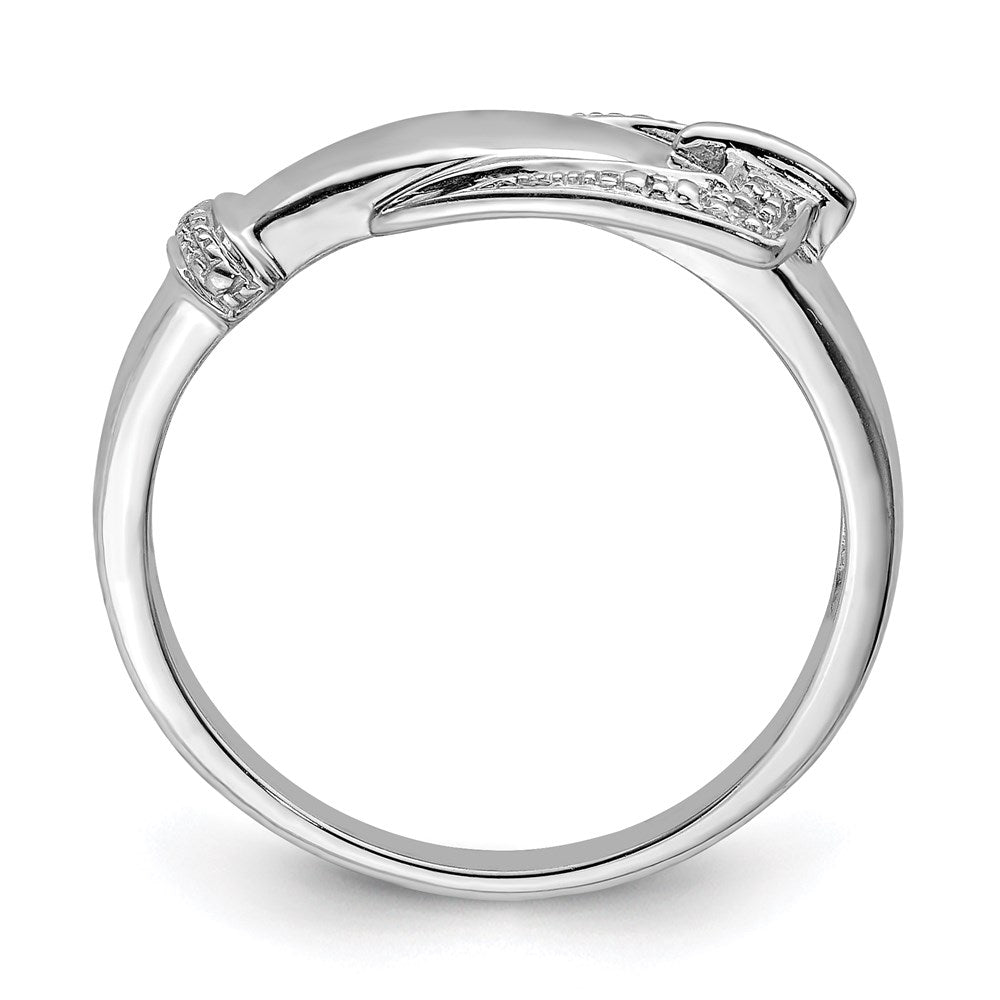 Buy Exclusive Rhodium-Plated Sterling Silver Diamond Buckle Ring - Stylish Value