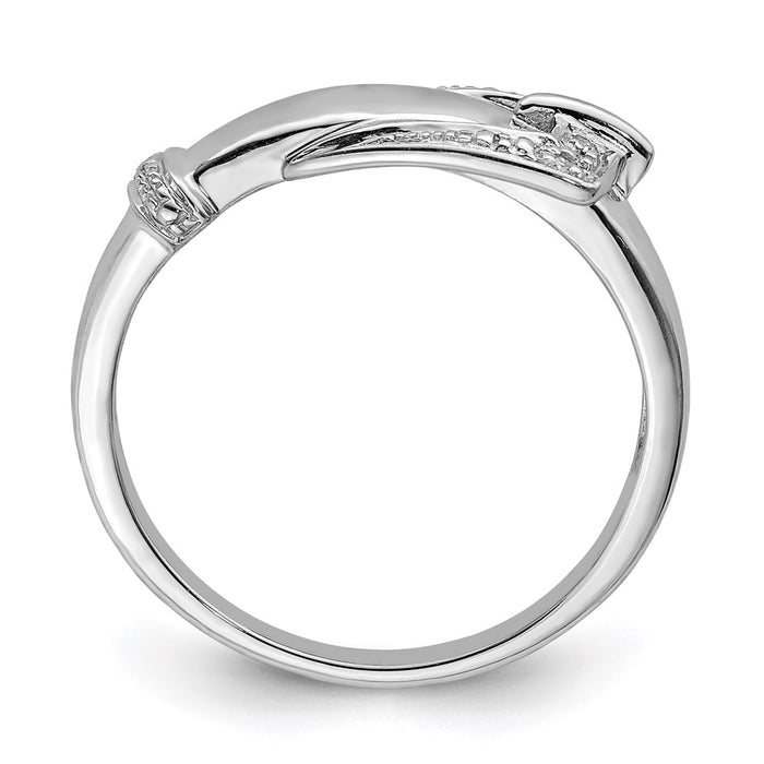 Buy Exclusive Rhodium-Plated Sterling Silver Diamond Buckle Ring - Stylish Value-2