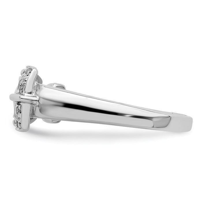 Buy Exclusive Rhodium-Plated Sterling Silver Diamond Buckle Ring - Stylish Value-3