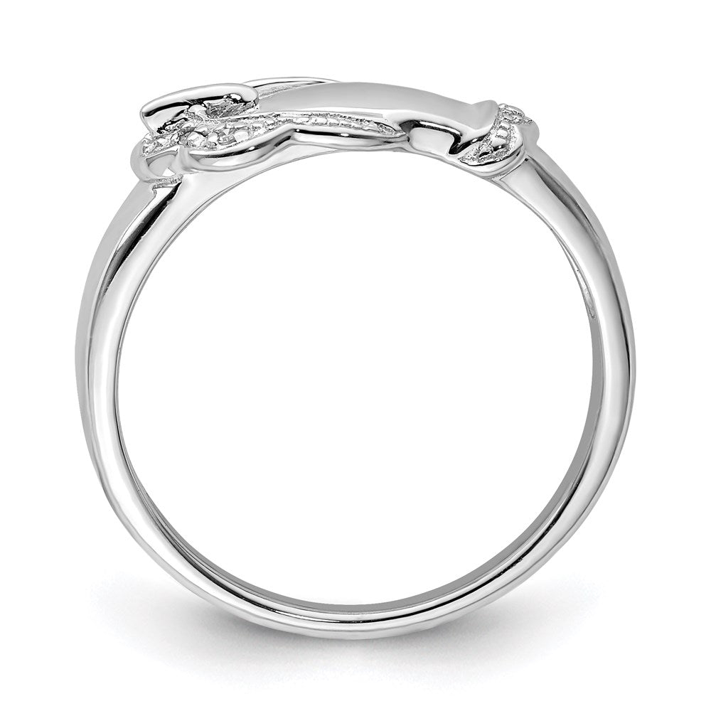 Exclusive Rhodium-Plated Sterling Silver Diamond Buckle Ring - Stylish Value