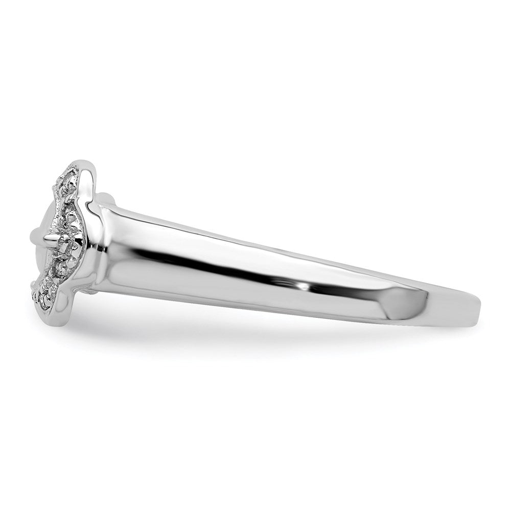 Exclusive Rhodium-Plated Sterling Silver Diamond Buckle Ring - Stylish Value