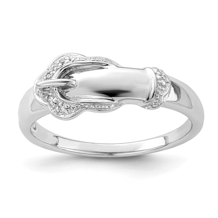 Exclusive Rhodium-Plated Sterling Silver Diamond Buckle Ring - Stylish Value-1