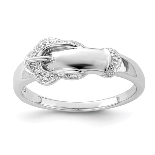 High-Quality Rhodium-Plated Sterling Silver Diamond Buckle Ring | Stylish Value