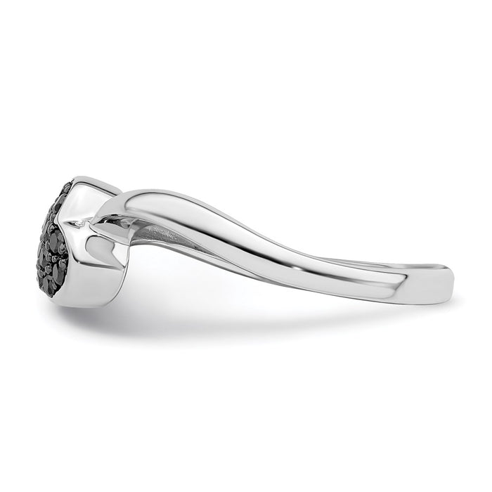 Buy Stylish Rhodium-Plated Sterling Silver Heart Ring with Black Diamonds-3