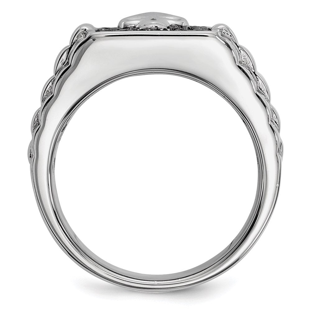 Buy Exclusive Sterling Silver Skull Ring, Rhodium-Plated, Black Diamonds