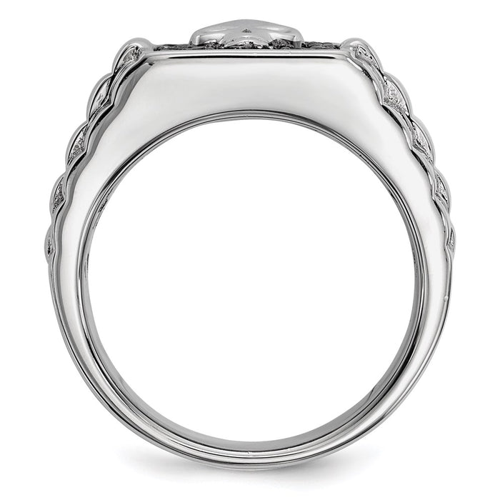 Buy Exclusive Sterling Silver Skull Ring, Rhodium-Plated, Black Diamonds-2