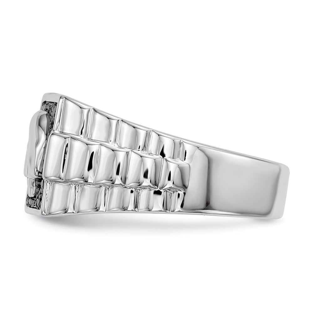 Buy Exclusive Sterling Silver Skull Ring, Rhodium-Plated, Black Diamonds