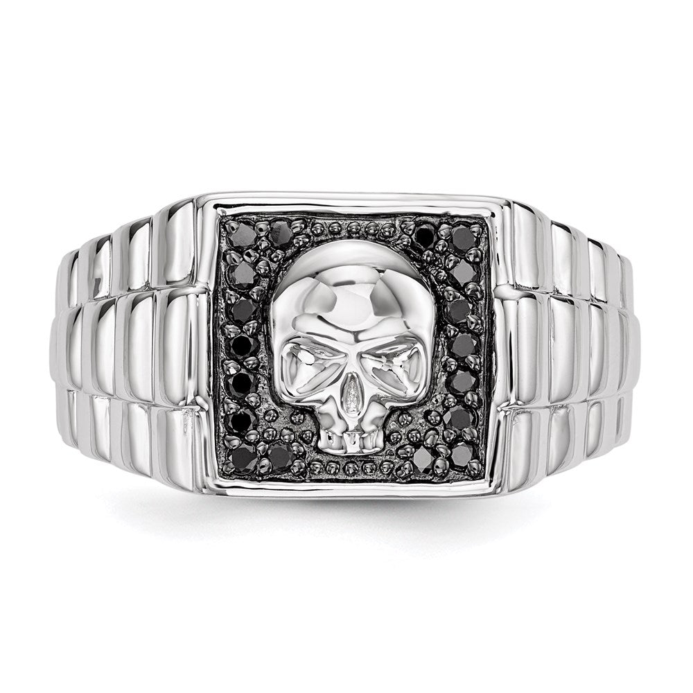 Buy Exclusive Sterling Silver Skull Ring, Rhodium-Plated, Black Diamonds