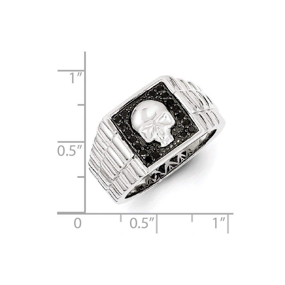Buy Exclusive Sterling Silver Skull Ring, Rhodium-Plated, Black Diamonds