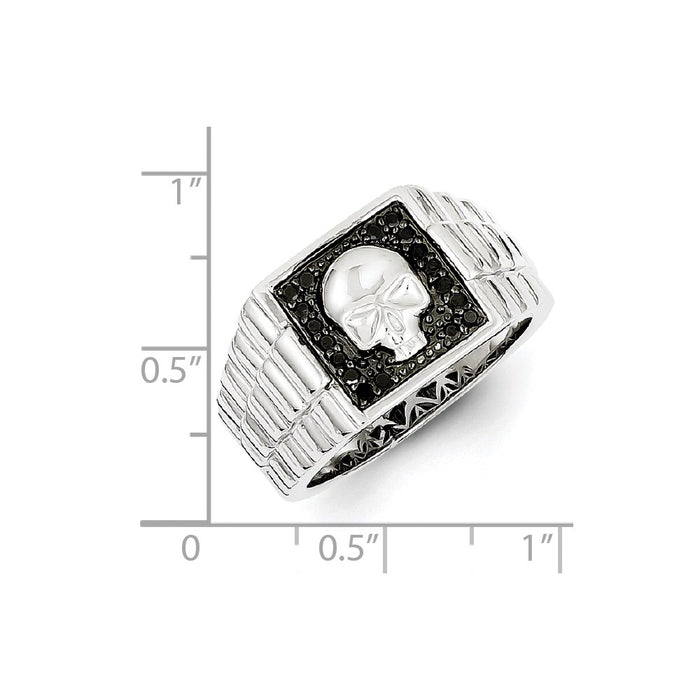 Buy Exclusive Sterling Silver Skull Ring, Rhodium-Plated, Black Diamonds-5