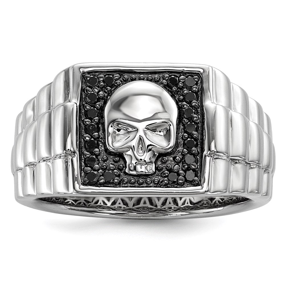 Buy Exclusive Sterling Silver Skull Ring, Rhodium-Plated, Black Diamonds