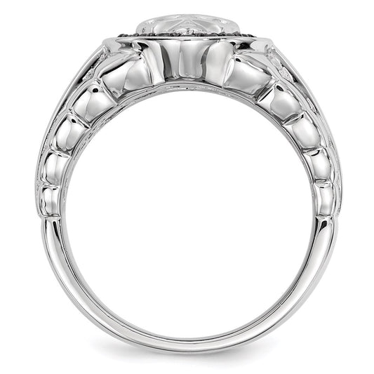 Buy Exclusive Men's Oval Skull Ring - Sterling Silver, Rhodium, Black Diamonds