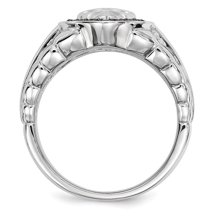 Buy Exclusive Men's Oval Skull Ring - Sterling Silver, Rhodium, Black Diamonds-2