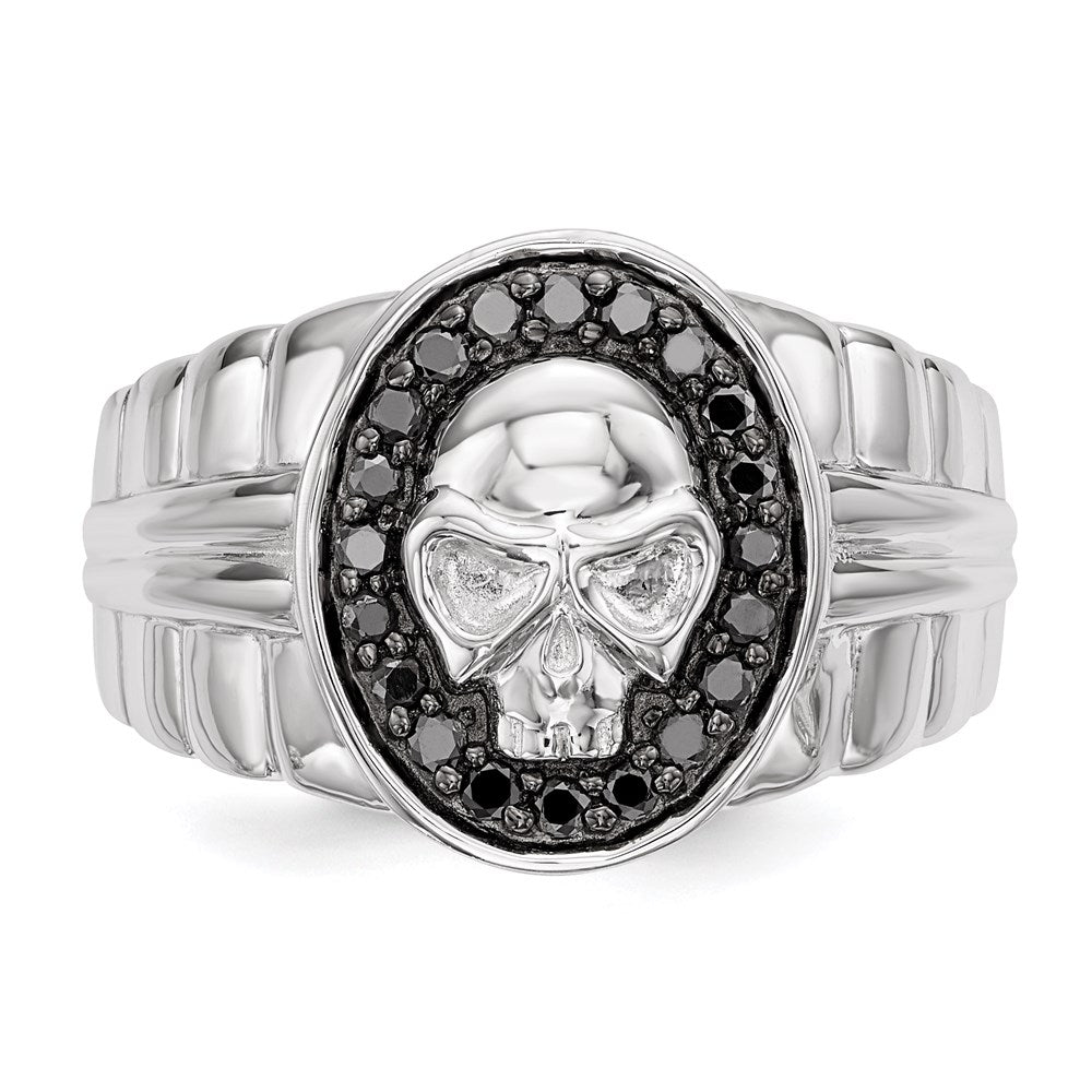 Buy Exclusive Men's Oval Skull Ring - Sterling Silver, Rhodium, Black Diamonds