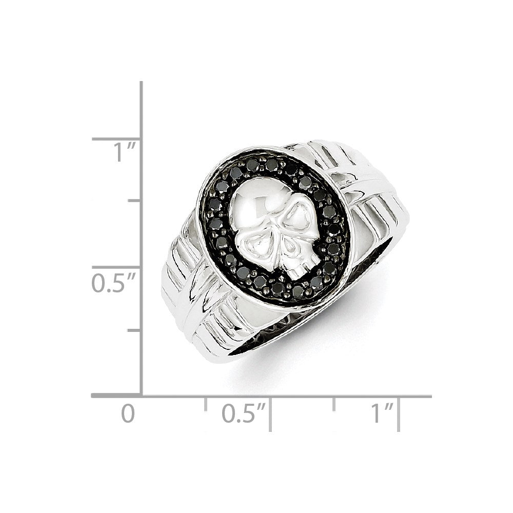 Buy Men's Oval Skull Ring - Stylish Sterling Silver & Black Diamonds, 14K Value