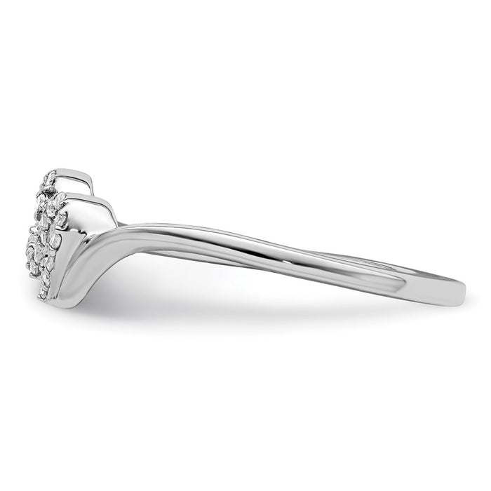 Shop Exclusive Rhodium-Plated Sterling Silver Double Heart Diamond Ring - Stylish & Affordable!-3