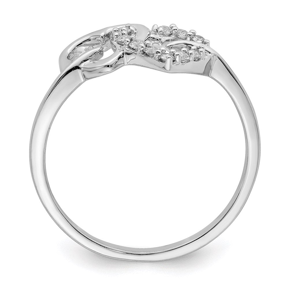 High-Quality Rhodium-Plated Sterling Silver Double Heart Diamond Ring - Stylish Value