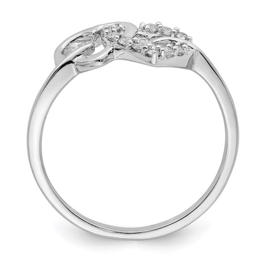 High-Quality Rhodium-Plated Sterling Silver Double Heart Diamond Ring - Stylish Value