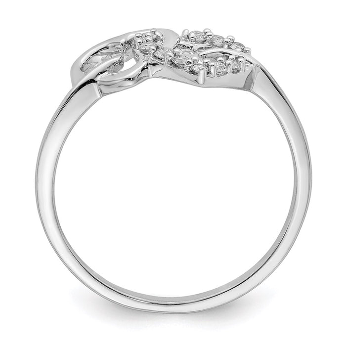High-Quality Rhodium-Plated Sterling Silver Double Heart Diamond Ring - Stylish Value-2