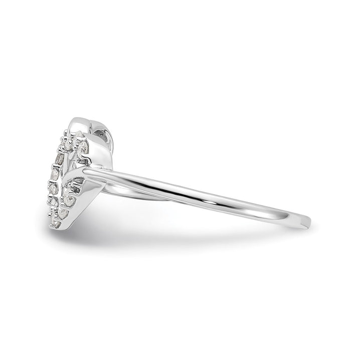 High-Quality Rhodium-Plated Sterling Silver Double Heart Diamond Ring - Stylish Value-3