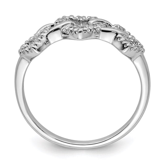 Buy Stylish Rhodium-Plated Sterling Silver Triple Heart Diamond Ring - 14K Gold Value