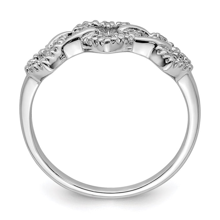 Buy Stylish Rhodium-Plated Sterling Silver Triple Heart Diamond Ring - 14K Gold Value-2