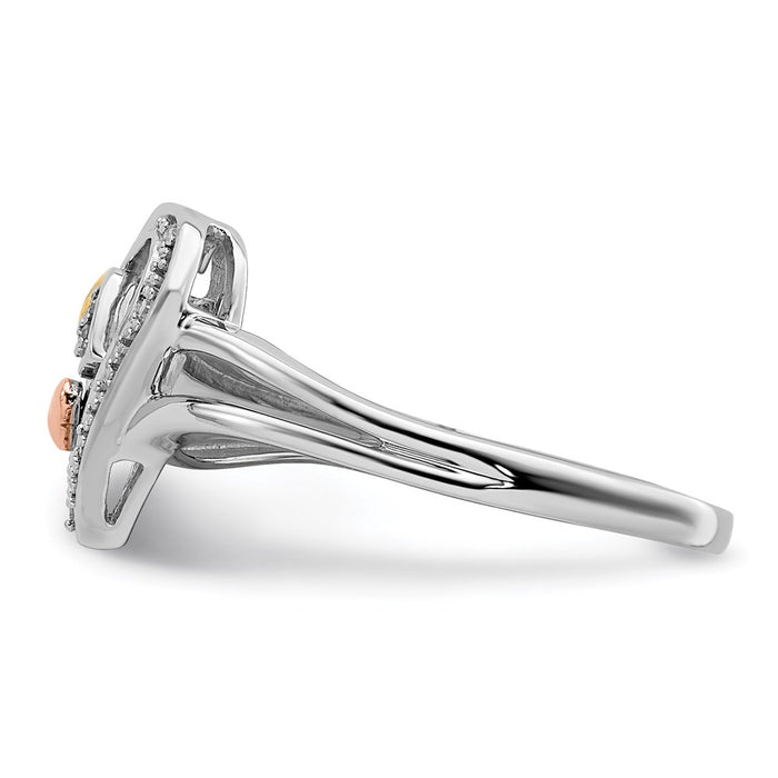Exclusive Sterling Silver Diamond Ring, 14K Gold & Rose Gold Accents - Stylish Value!-3