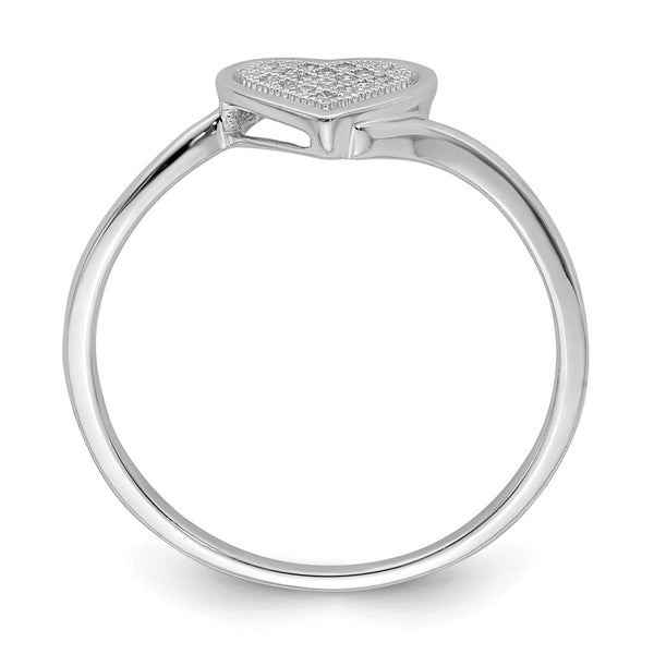 Rhodium-Plated Sterling Silver Heart Ring with Diamond Accents - Style GR1-1018128