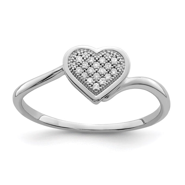 Rhodium-Plated Sterling Silver Heart Ring with Diamond Accents - Style GR1-1018128