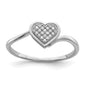 High-Quality Rhodium-Plated Sterling Silver Heart Ring with Diamond Accents-1