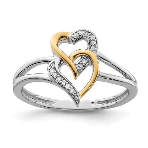 14K Yellow Gold & Rhodium-Plated Diamond Heart Ring